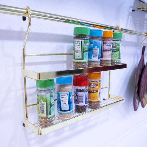 2-Shelf hanging spice rack, bottle holder, Kitchen Wall Storage