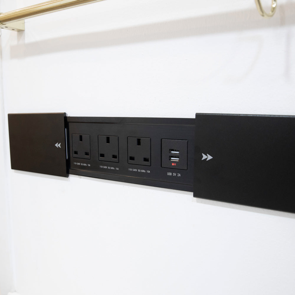 Rectangular Wall Socket 2 Way Slide Table Top Rectangular Shape Socket, Black – MeeraMore