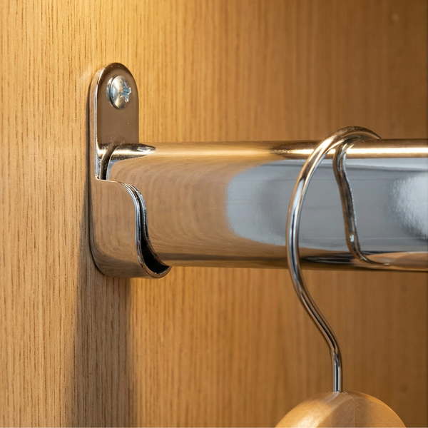 Wardrobe Clothes Hanger Support - Chrome Plated - 1 Pc.