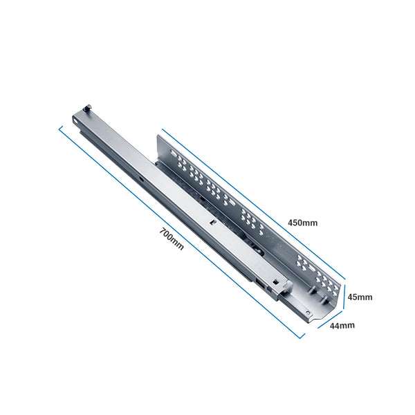Al Meera 450mm Soft Closing Push-to-Open Undermount Concealed Drawer Slides, Steel
