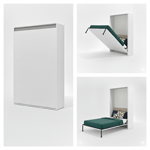 Al Meera Murphy Bed – Vertical Flip Wall Bed Frame with Cabinet - 1200 x 2000 mm