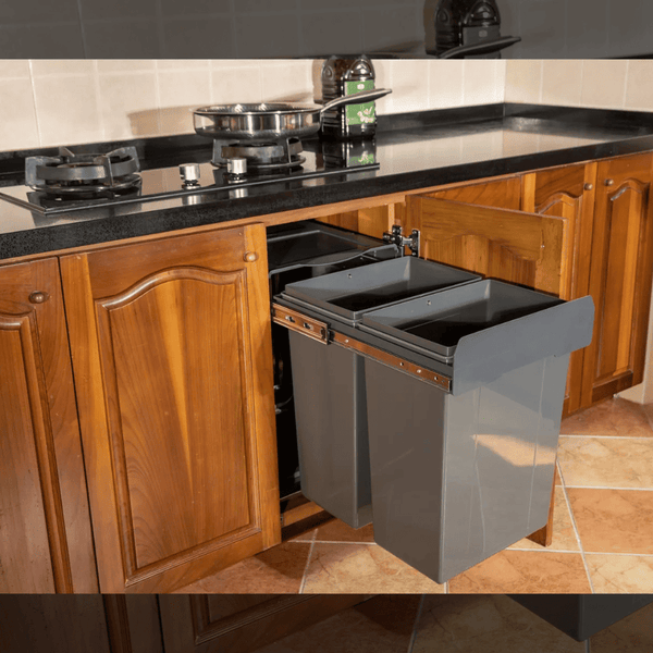 Al Meera Pull-out Waste Bin with 56L Plastic Bucket For 40cm Cabinet - Non Door Mounted