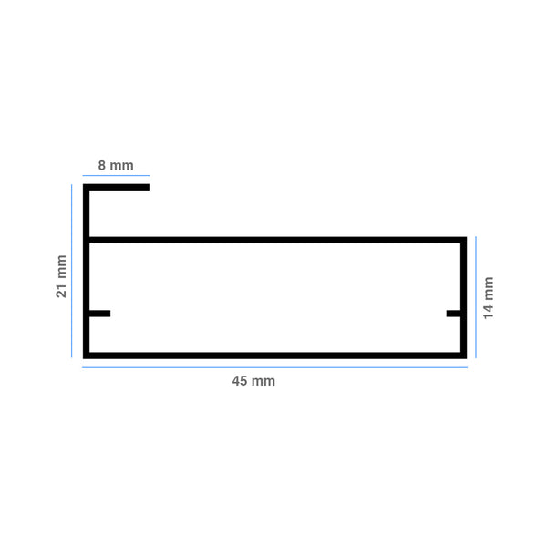 Aluminum Door Frame 45mm , 3.0m - Matt Black