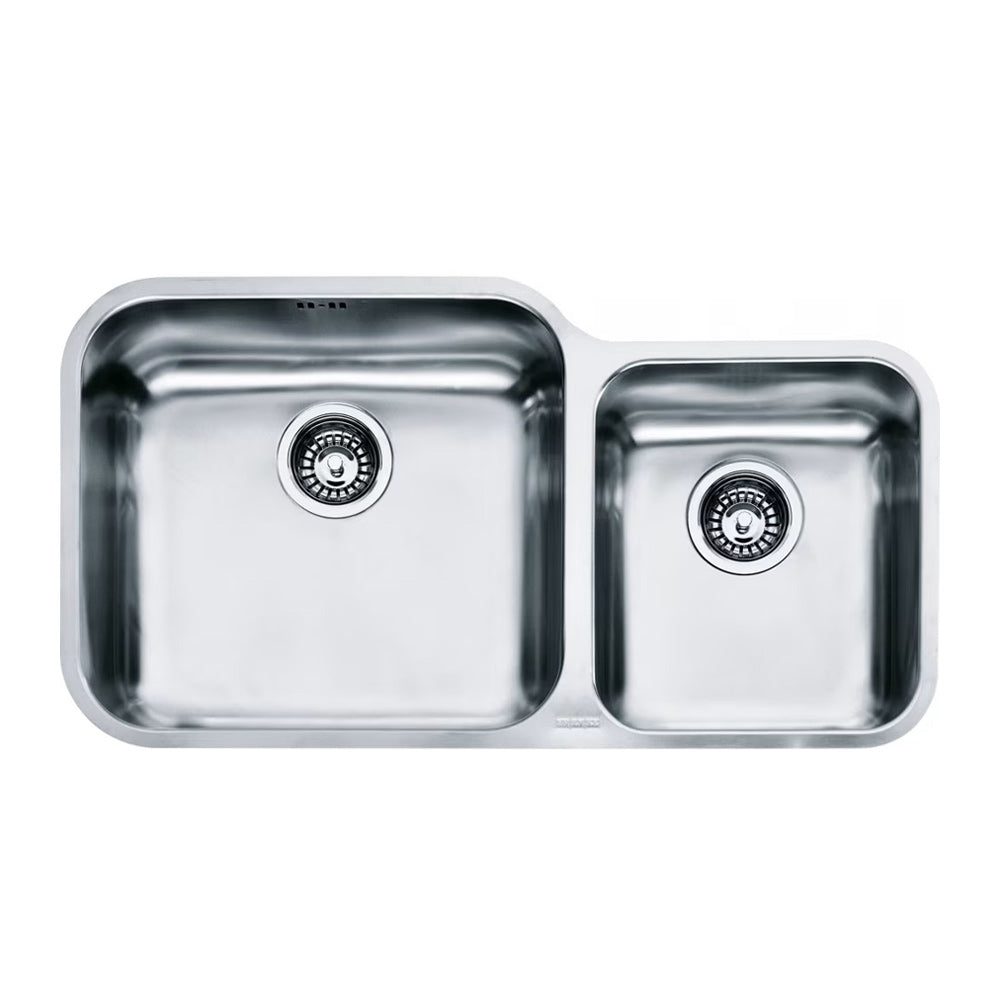 Franke  stainless steel 2 bowl sink with undermount installation, featuring a spacious design for multitasking.