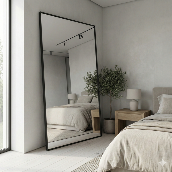 Al Meera Guardian® Mirror with Sleek Black Aluminum Frame  – Rectangular 100 x 200cm