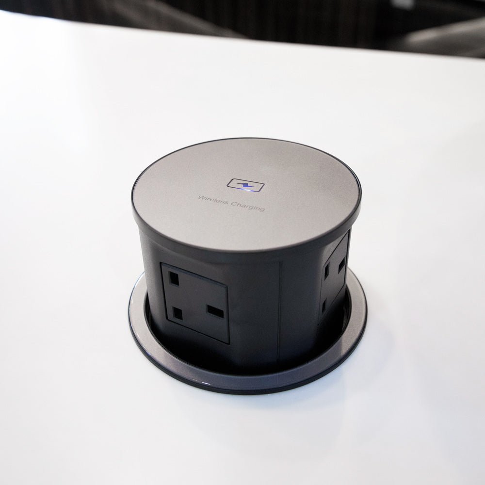 Hydraulic Table Top Round Shape Pop-up Socket with Wireless Charger ...