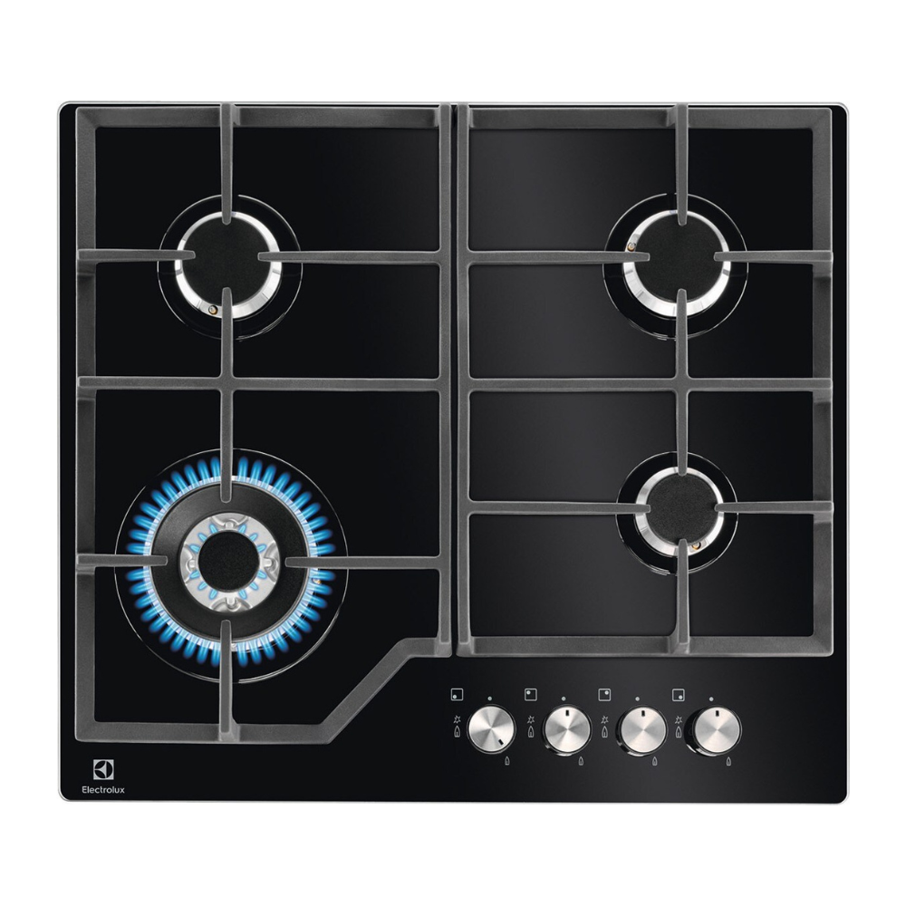 Electrolux Gas On Glass Hob KGG6436K 4 Burner SpeedBurner WOK Built-In