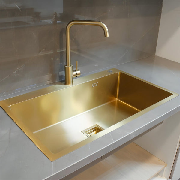Al Meera Sink Set, GID-115, Top Mount, Gold Plated, Stainless Steel Sinks