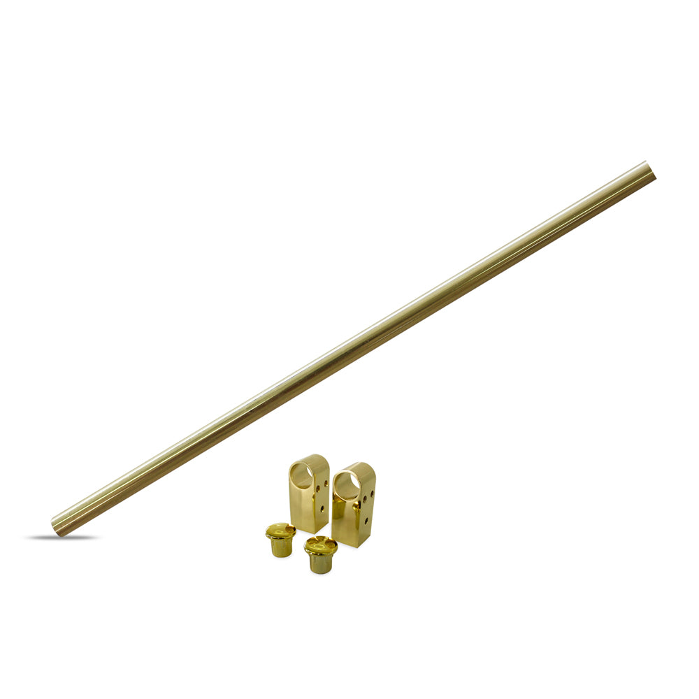 Halter Tube Tube 120cm, ø=16mm, Steel with Modern Tube Holder Set, Brass Polish ...