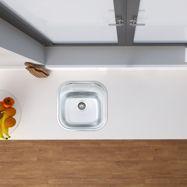 Premium stainless steel kitchen sink with a spacious single bowl, overflow system, and waste kit.
