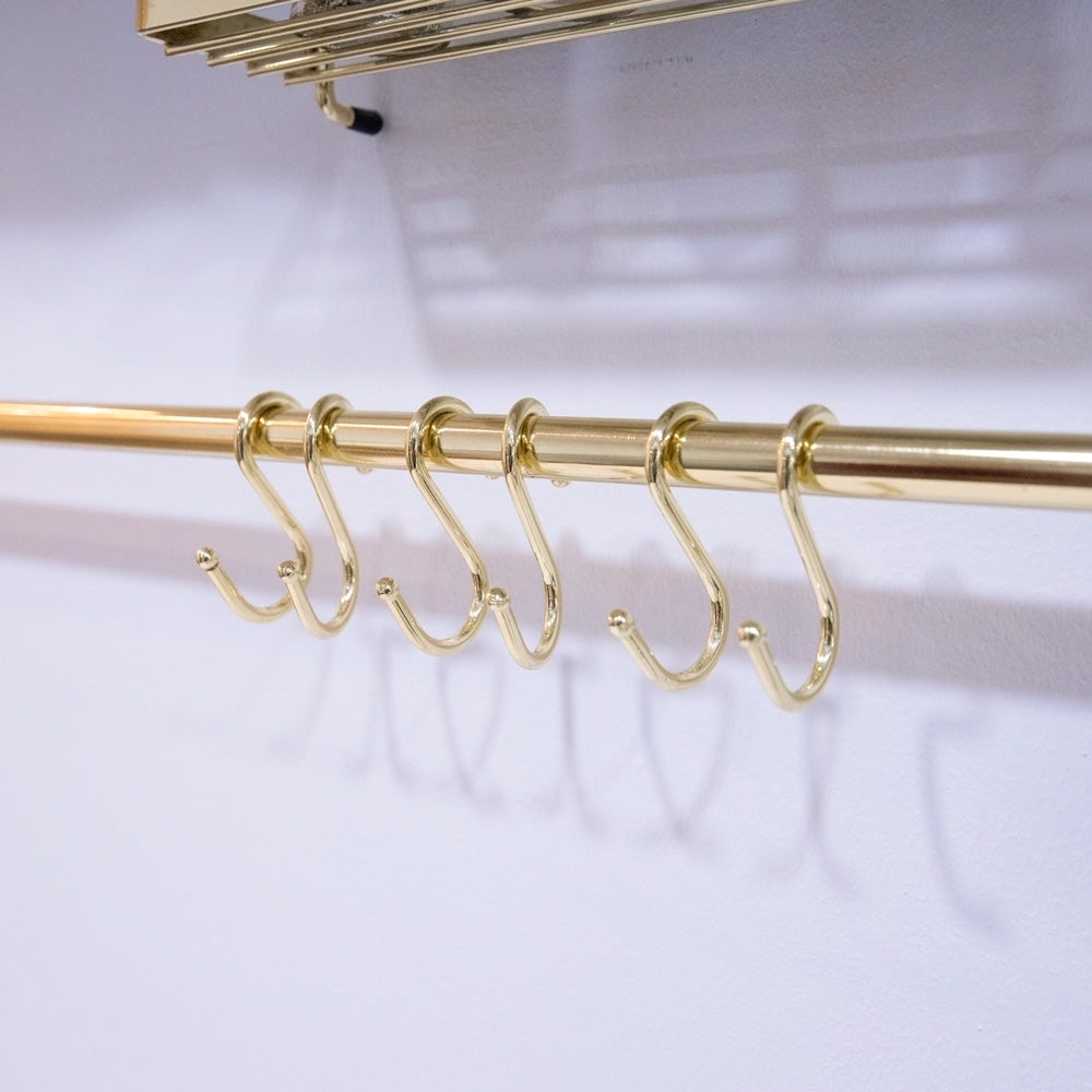 5 Set of S-Shape Hanging Hooks with Brass Polish – MeeraMore