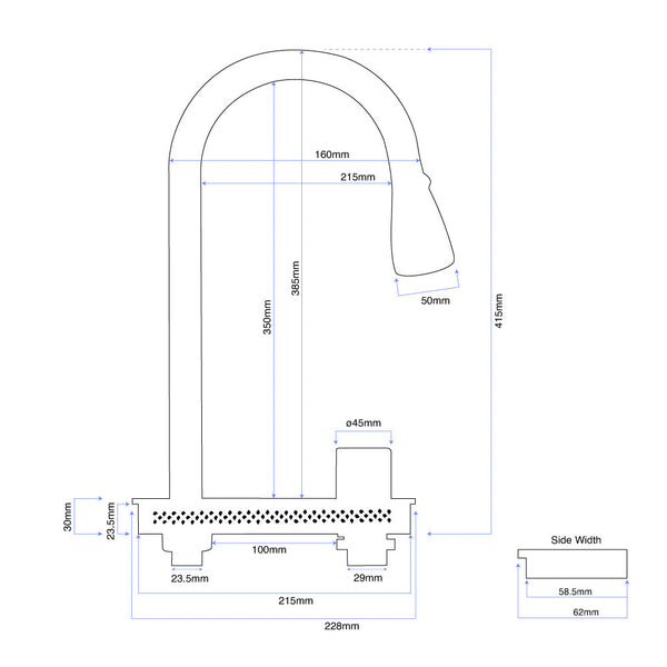 Stainless Steel Kitchen Faucet with Waterfall Flow, Single Lever Control, and Pull-Out Spray.