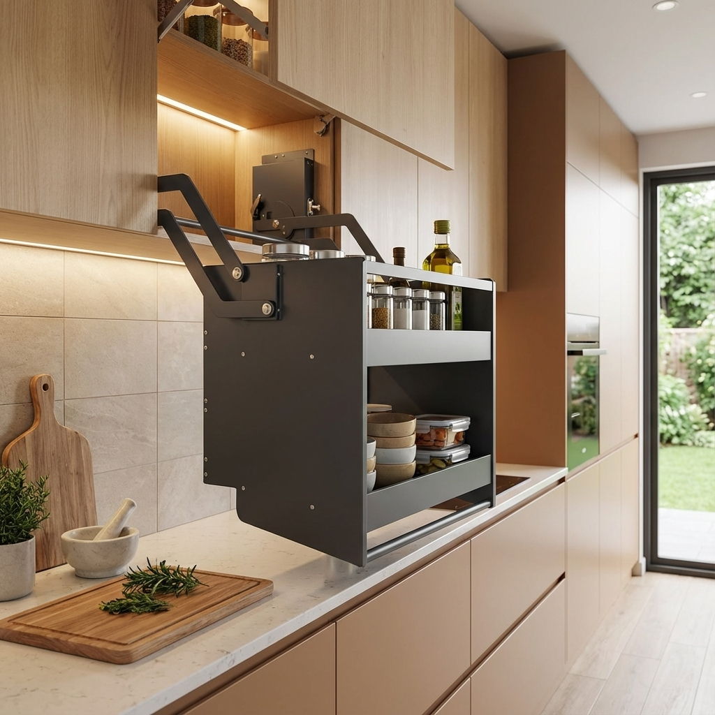 Pull-Down Magic Collector for High Cupboards – Dark Grey, 60cm