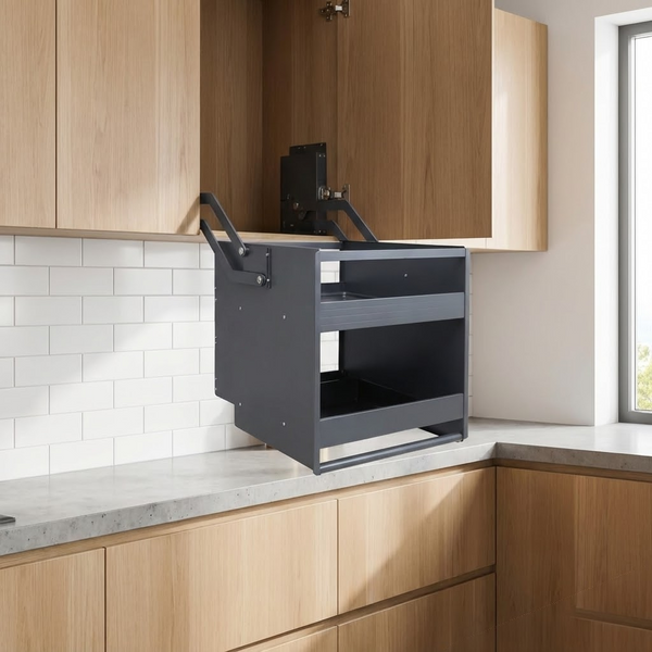 Pull-Down Cabinet Organizer – Magic Collector Kitchen Storage Rack, Dark Grey, 60cm