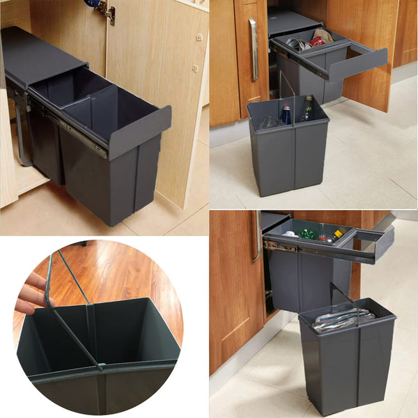 Al Meera Pull-out Waste Bin with 56L Plastic Bucket For 40cm Cabinet - Non Door Mounted